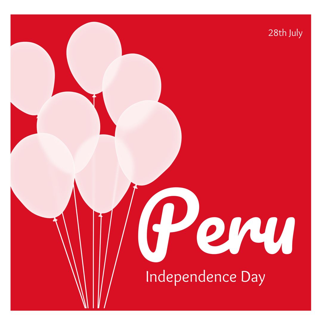 Celebrating Peru Independence Day with Balloons on Red Background