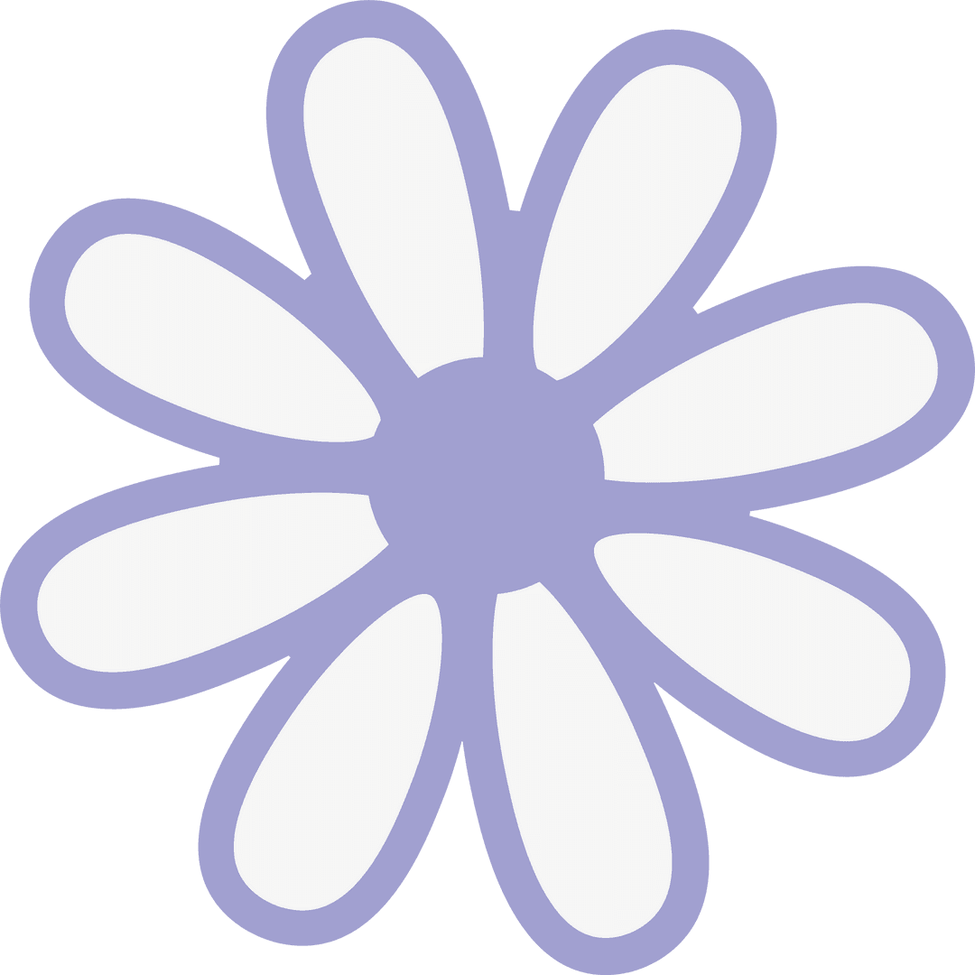 Transparent Daisy-Like Flower with White Petals and Violet Outline