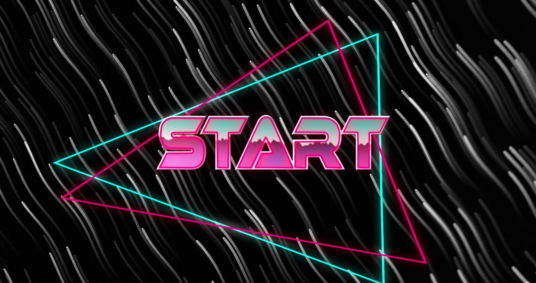Retro Neon Start Screen with Geometric Patterns