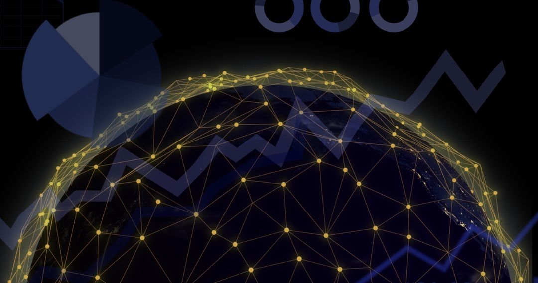 Global Network with Digital Data Visualization