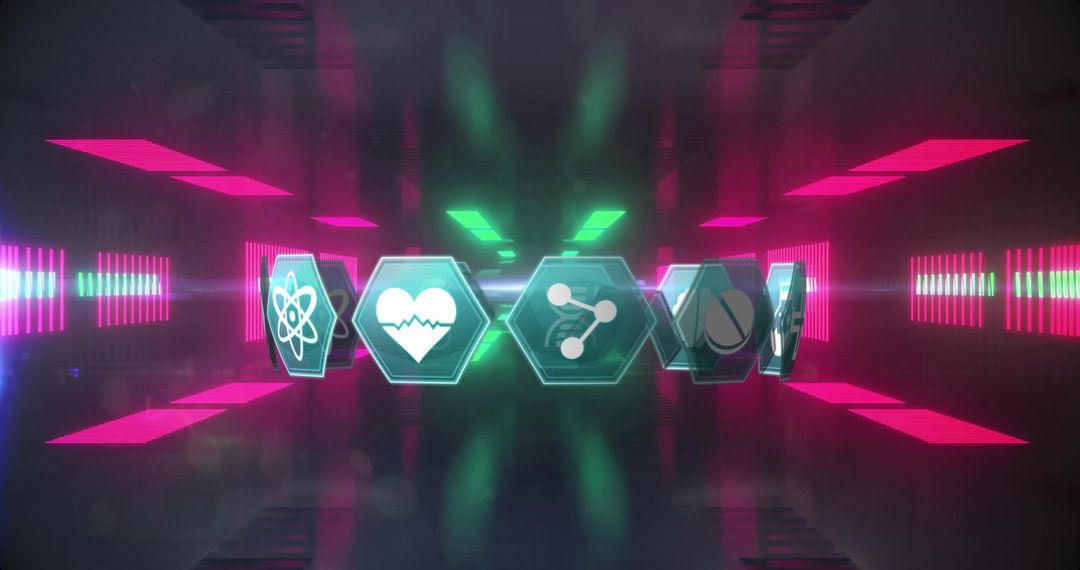 Futuristic Medical Icons in Digital Tunnel Interface Concept