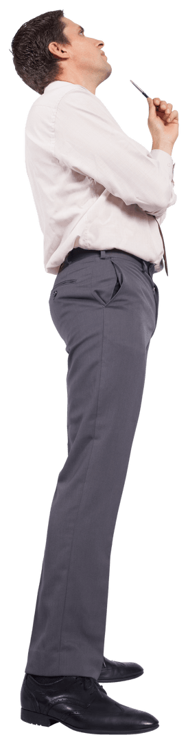 Transparent PNG of Businessman Looking Up, Standing Side View