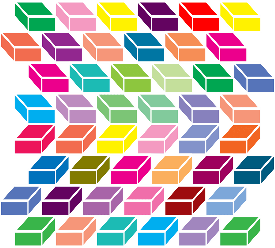 Vibrant Transparent Blocks with Geometric Arrangement