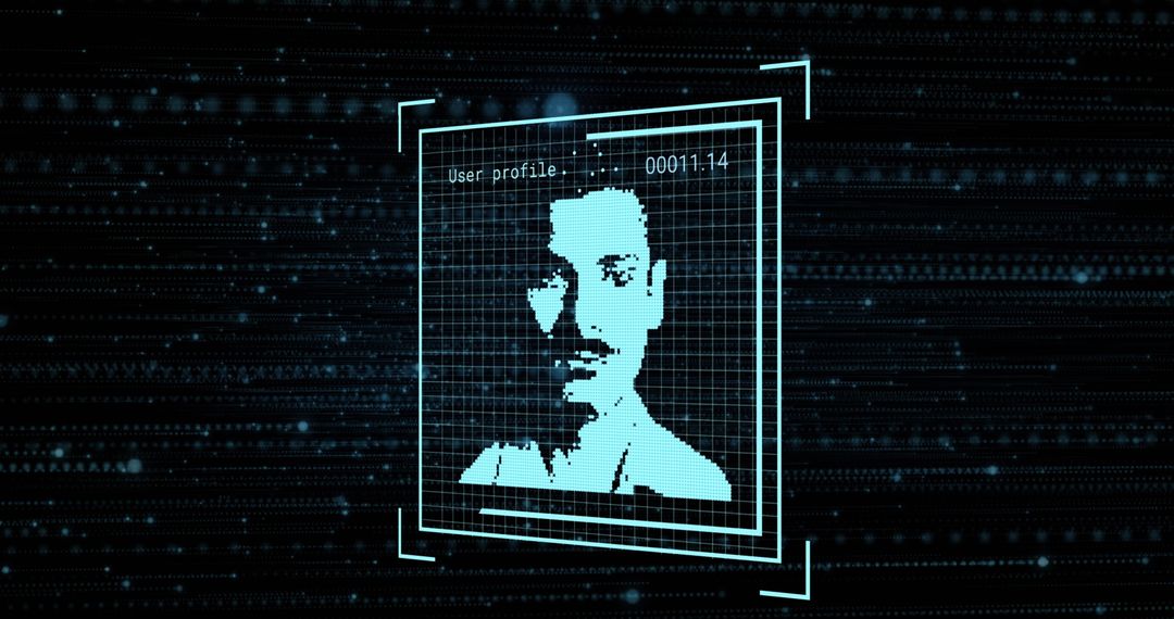 Digital Avatar on Futuristic Interface Displayed in Data Grid Matrix - Free Images, Stock Photos and Pictures on Pikwizard.com