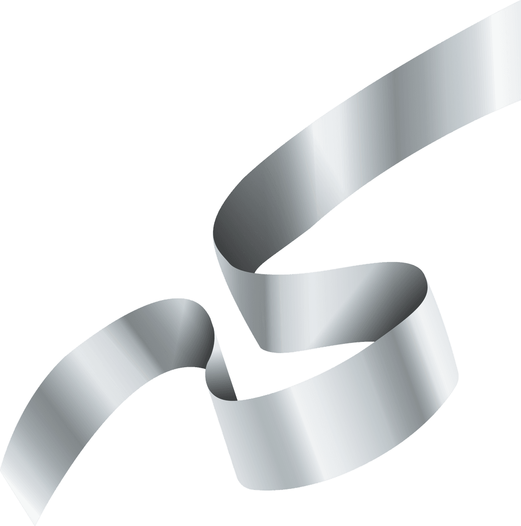 Elegant 3D Silver Ribbon with Transparent Background for Luxury Designs