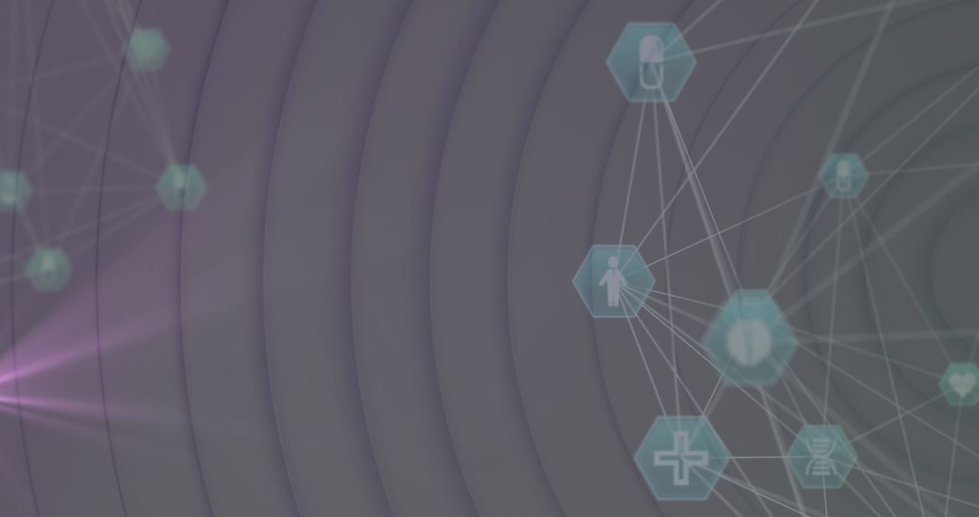 Digital Medical Network with Pictograms on Gradient Background