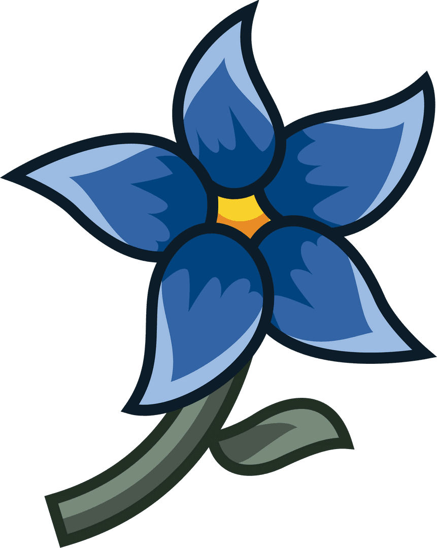 Blue Floral Vector on Transparent Background for Botanical Designs