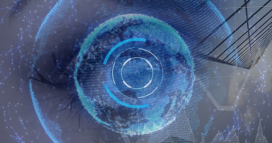 Digital Eye with Globe Interface Symbolizing Technology Connectivity