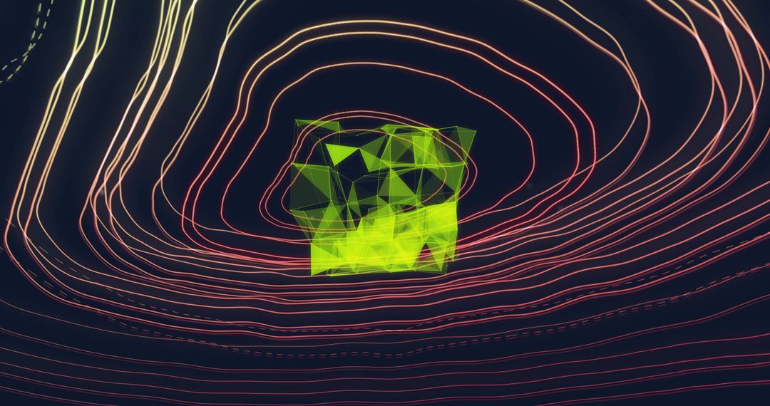 Abstract Geometric Design with Green Triangle Overlays