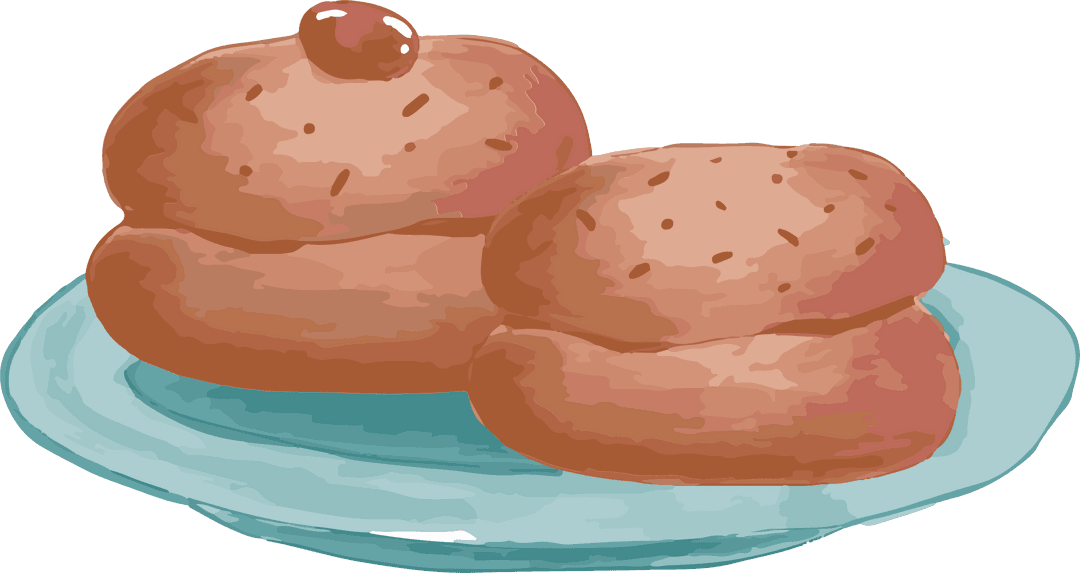 Golden Buns on Light Teal Plate Transparent Artwork
