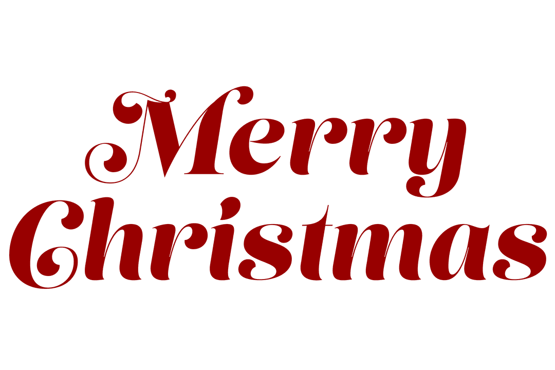 Merry Christmas Text on Transparent Background for Holiday Design