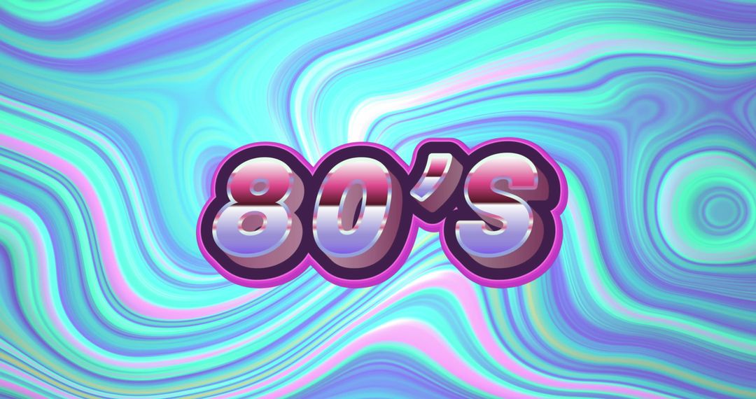 Retro 80s Text on Psychedelic Liquid Background