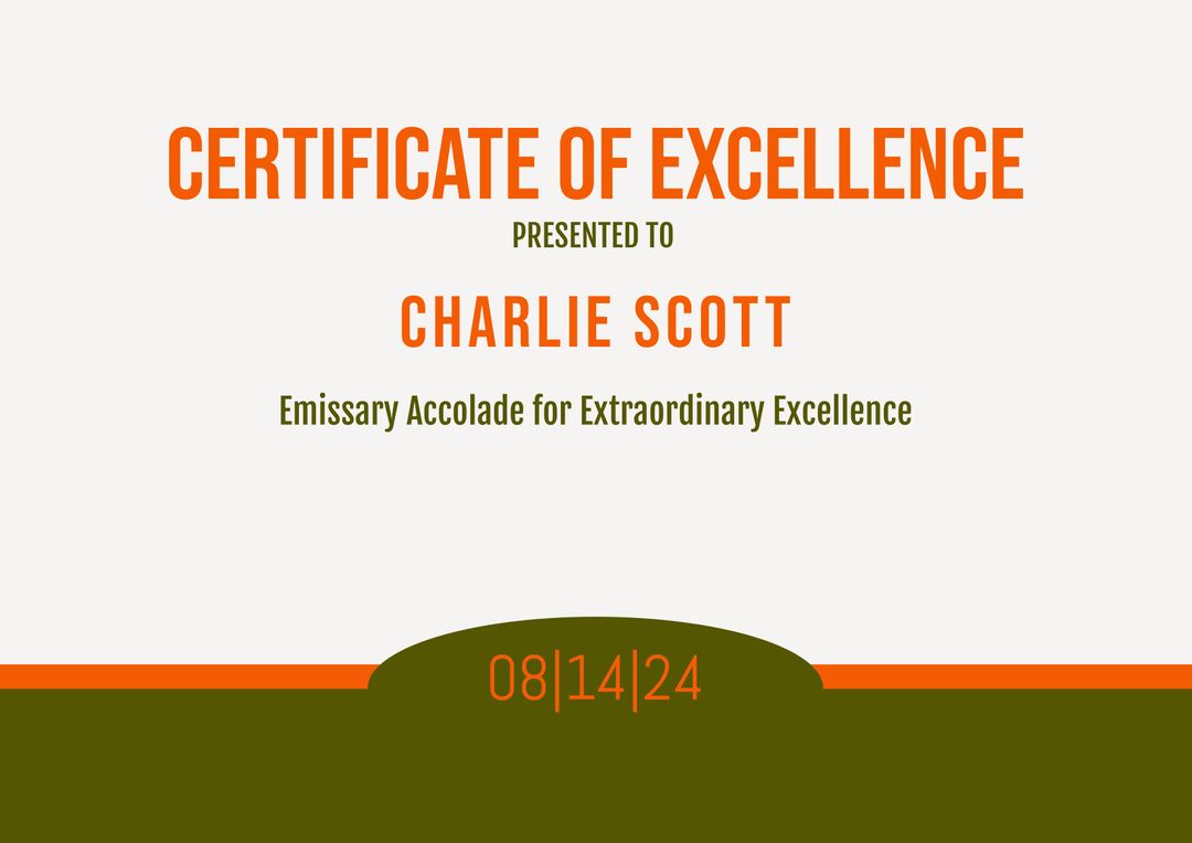 Modern Certificate of Excellence Template with Green and Orange Details - Download Free Stock Templates Pikwizard.com