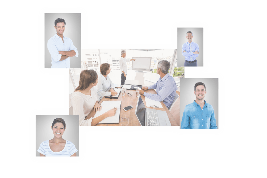 Transparent Collage of Diverse Business Professionals Interacting