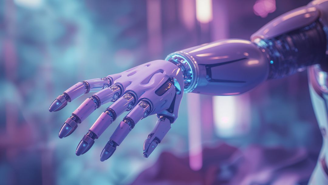 Futuristic Robotic Arm Extending in High-Tech Laboratory