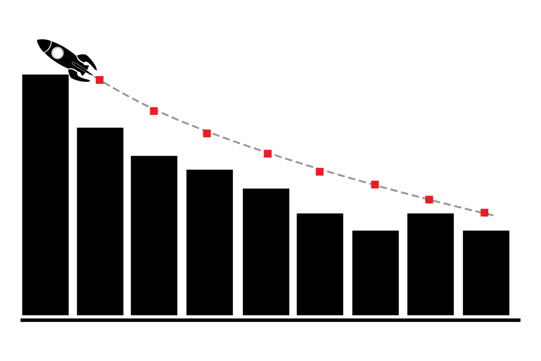 Business Success Chart with Rocket on Transparent Background