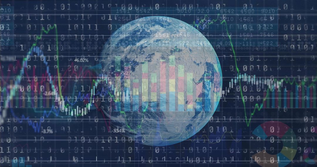 Globe on Dynamic Futuristic Background with Data Visualizations