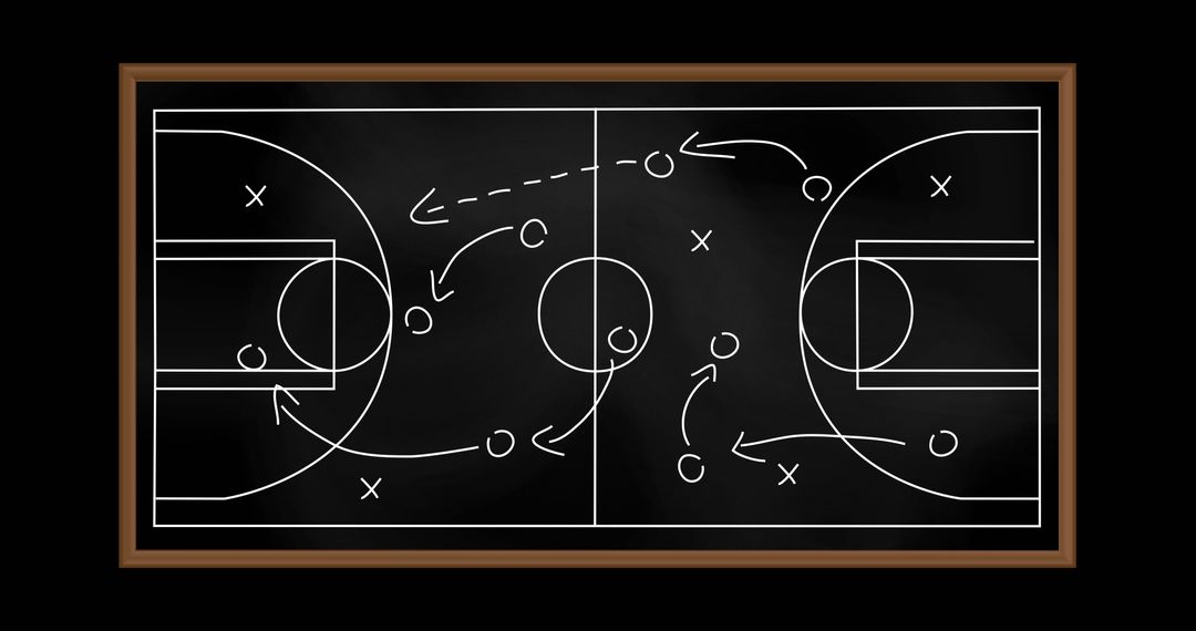 Basketball Strategy Play Illustrated on Blackboard