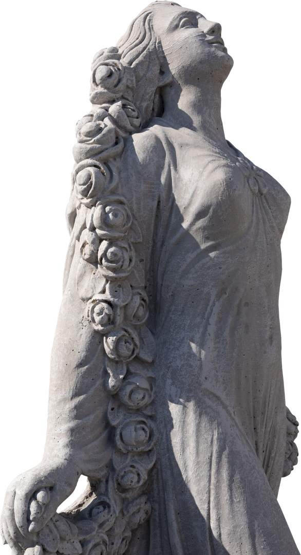 Ancient stone sculpture of woman with floral garland on transparent background - Download Free Stock Images Pikwizard.com