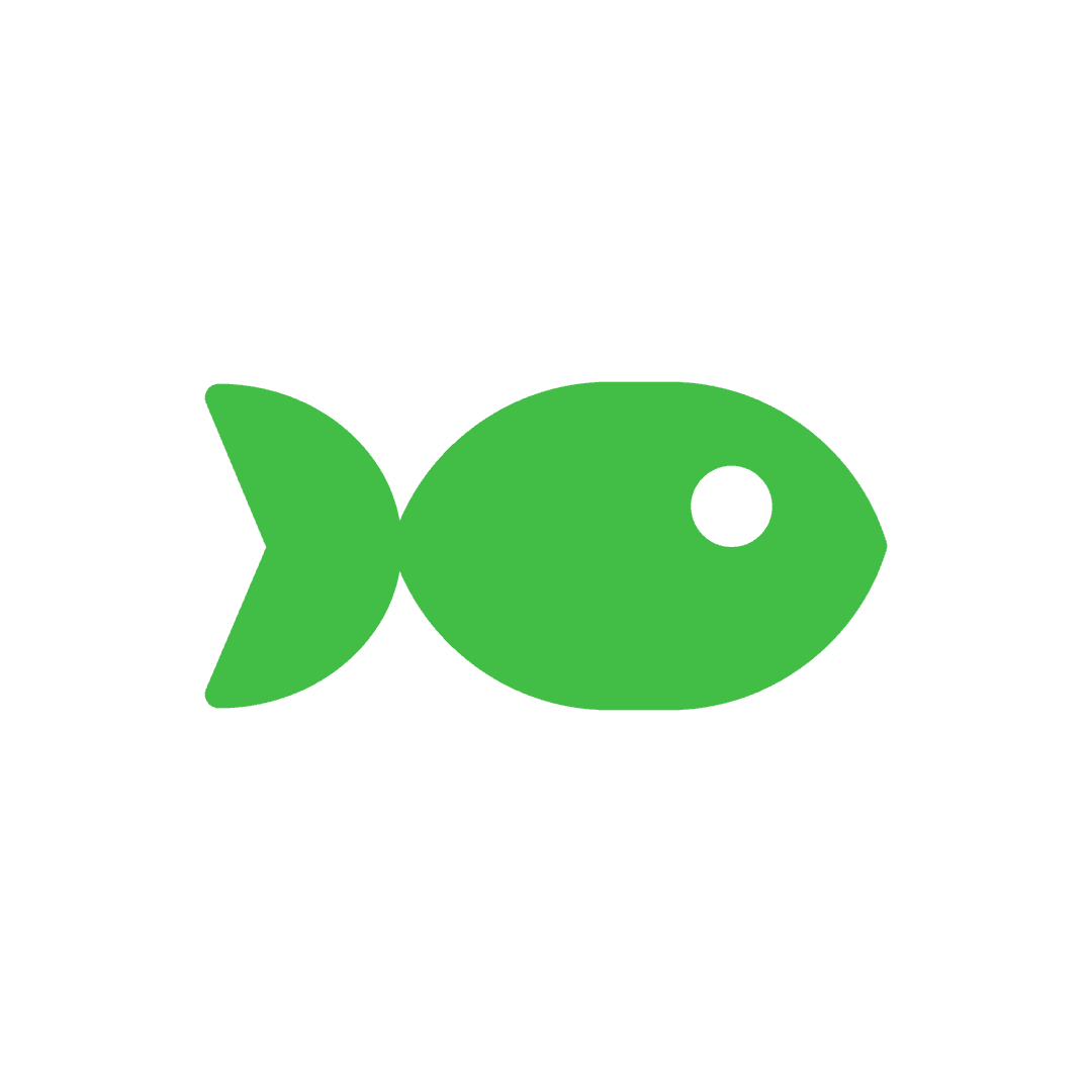 Simple Green Fish Icon on Transparent Background