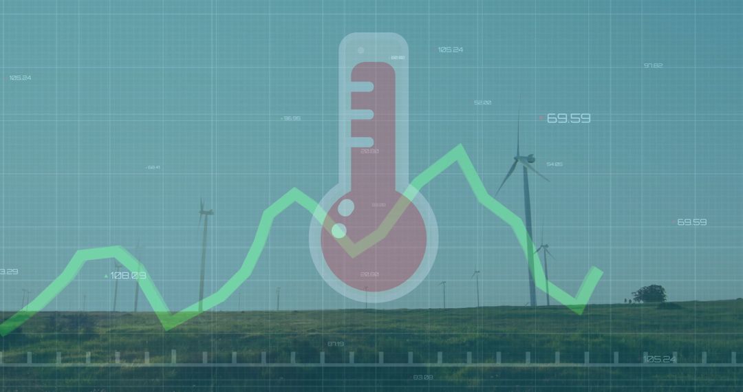 Renewable Energy Growth With Temperature Overlay On Wind Farm