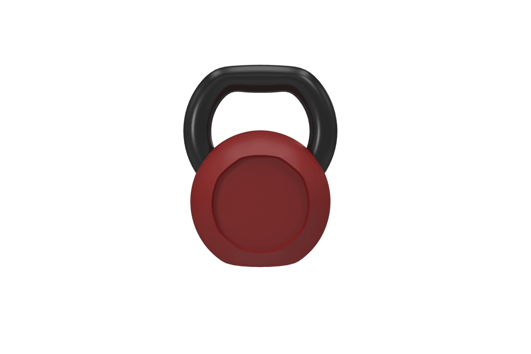 Shiny Red Metallic Kettlebell on Transparent Background for Fitness Concepts
