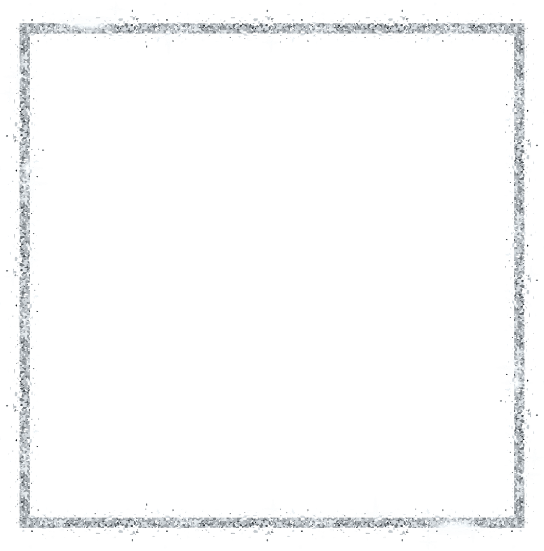 Sparkling Silver Glitter Frame on Transparent Background