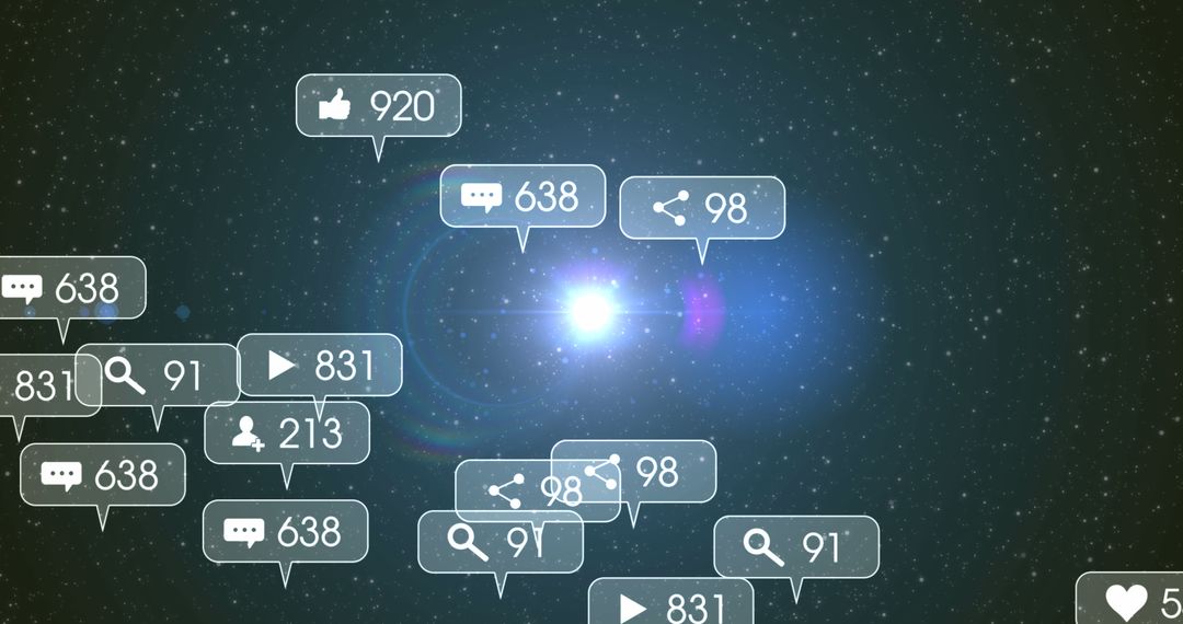 Social Media Metrics Amidst Cosmic Space Background