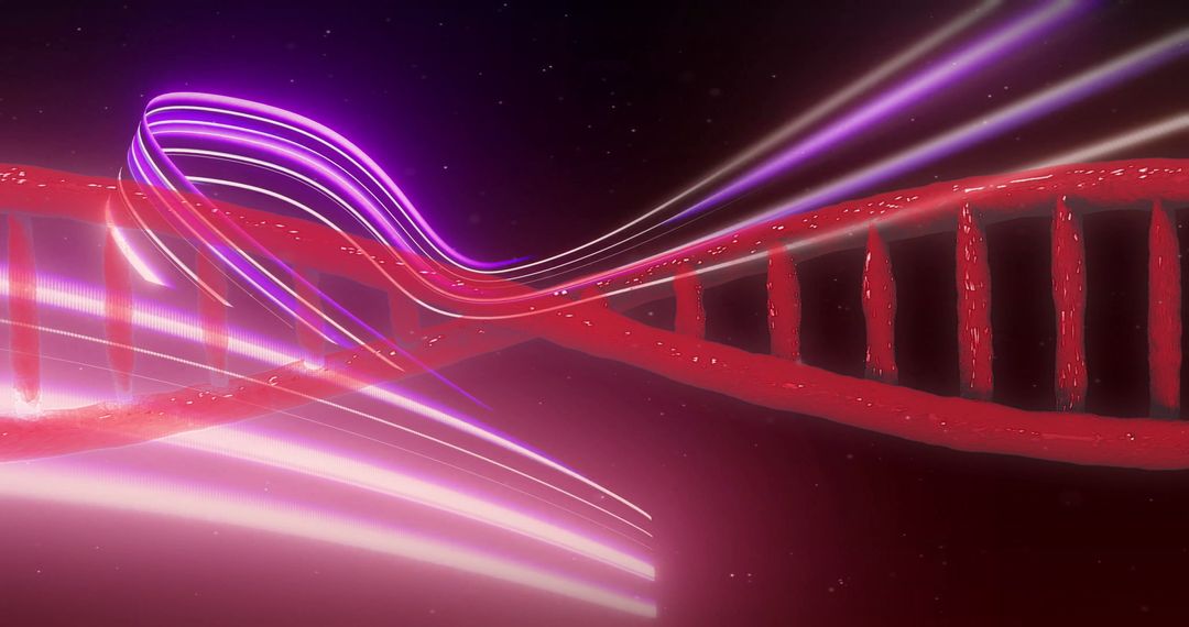 DNA Strand with Vibrant Glowing Light Trails Symbolizing Genetic Technology