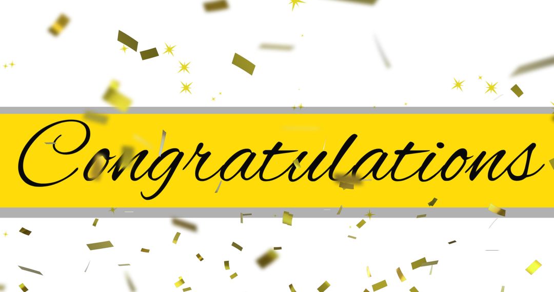 Congratulations Banner with Falling Golden Confetti