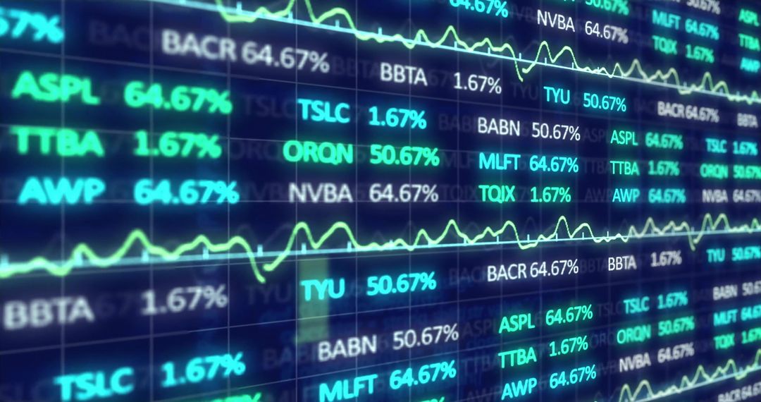 Vibrant Stock Market Data Display on Digital Interface