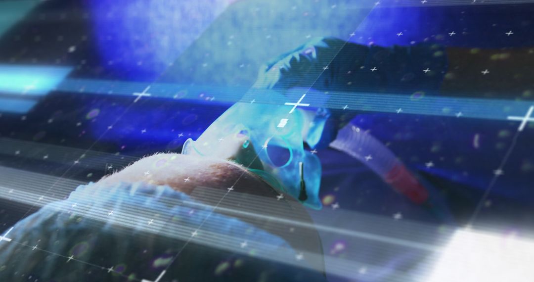 Medical Data Overlay on Patient with Oxygen Mask