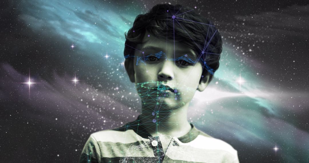 Child Blending with Futuristic Digital Universe