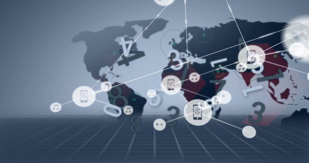 Global Network Connectivity with Technological Interface Icons