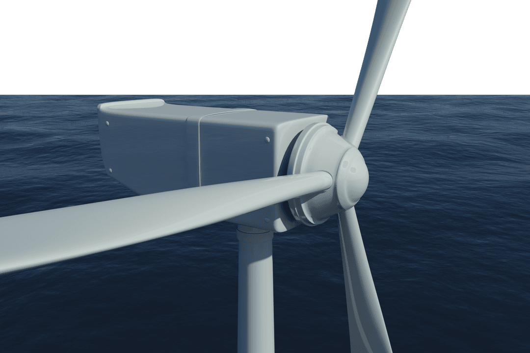 Transparent Wind Turbine on Sea Vector Illustration