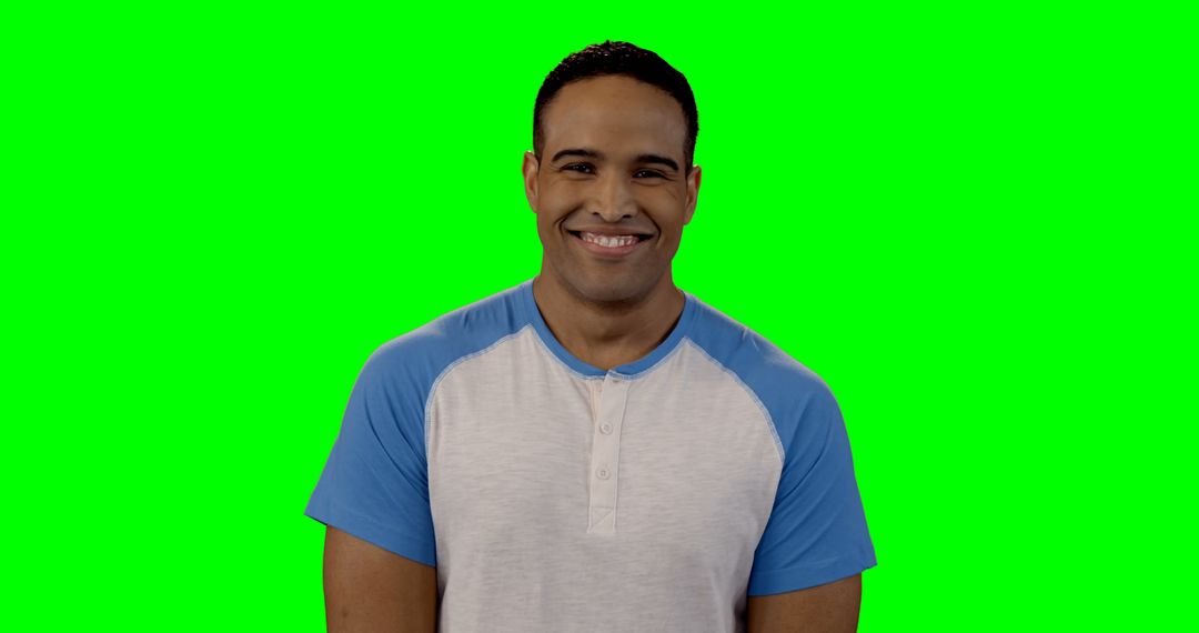 Smiling Man in Casual Shirt on Green Screen Background - Free Images, Stock Photos and Pictures on Pikwizard.com