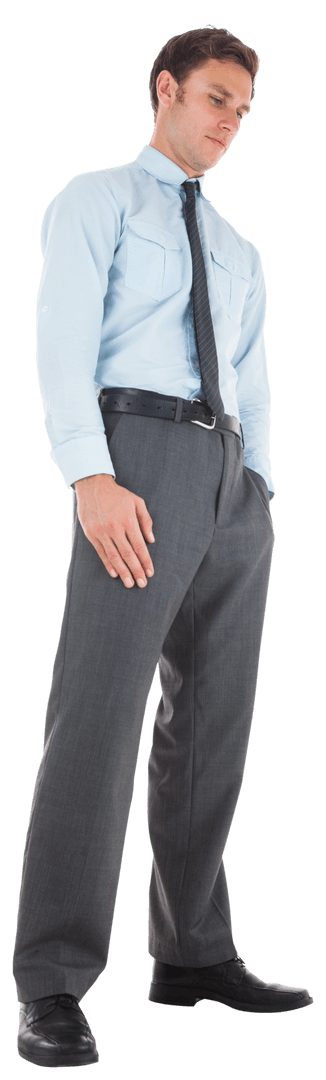 Transparent Professional Businessman with Pensive Expression