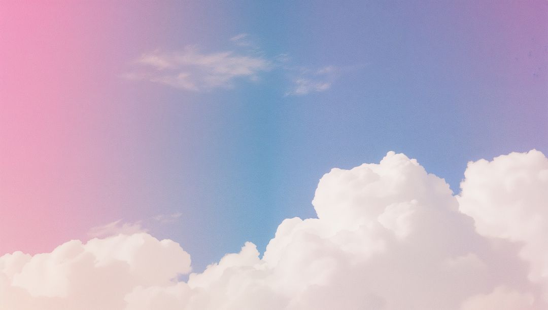 Dreamy Pastel Sky with Cumulus Clouds and Gradient Background