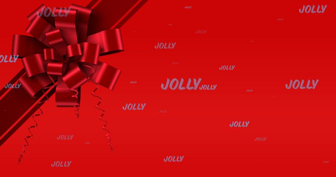 Festive Red Background with Ribbon and Jolly Text