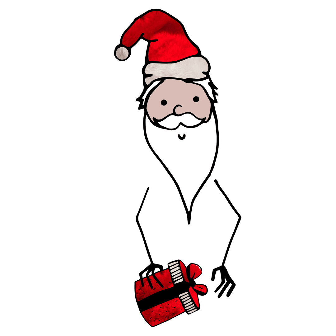 Transparent Illustration of Santa Claus with Gifts for Christmas