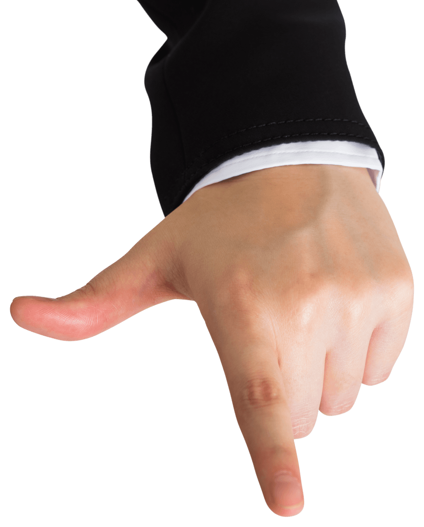 Businessman's Finger Pointing Gesture on Transparent Background