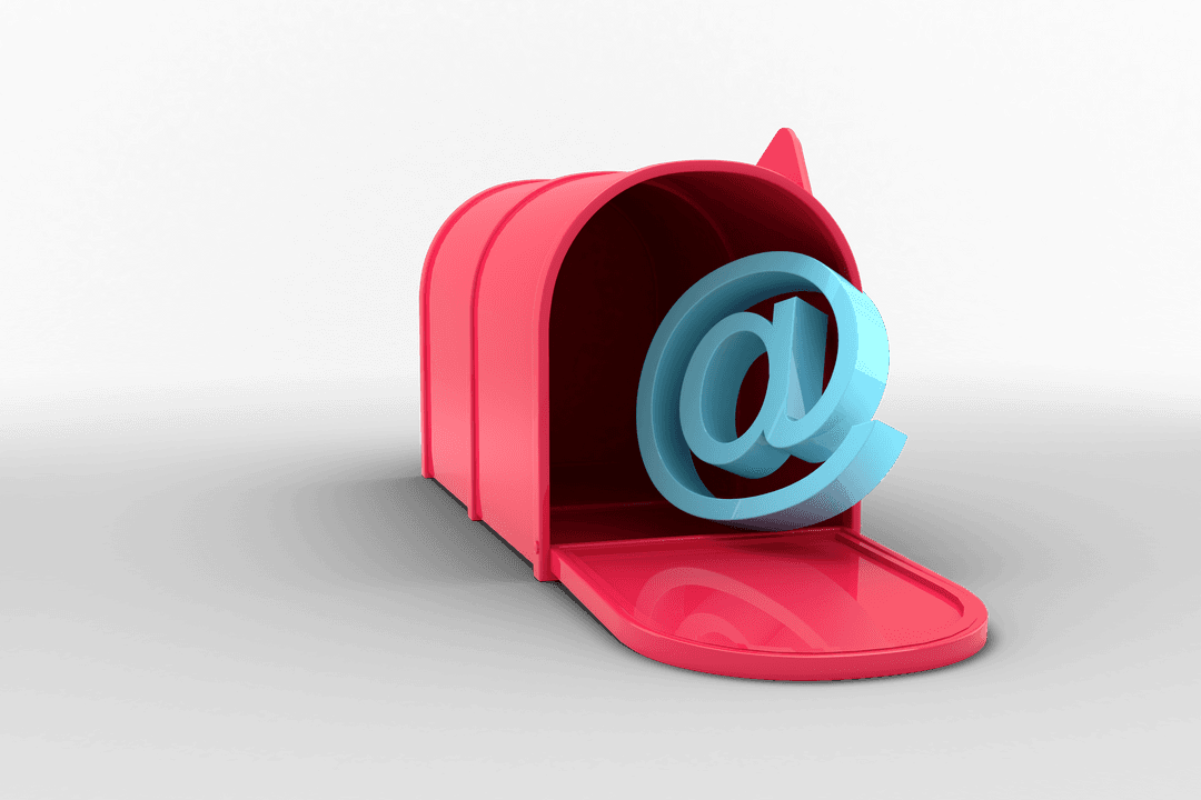 Transparent Red Mailbox with At Symbol Isolated Vector Illustration