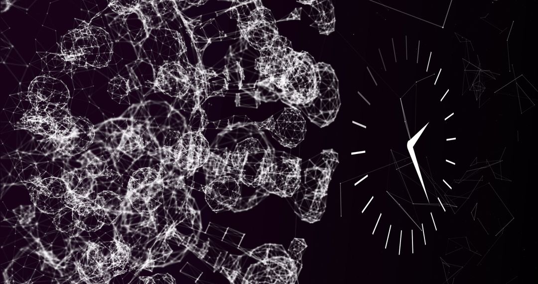 Abstract Time and Network Connections on Dark Background