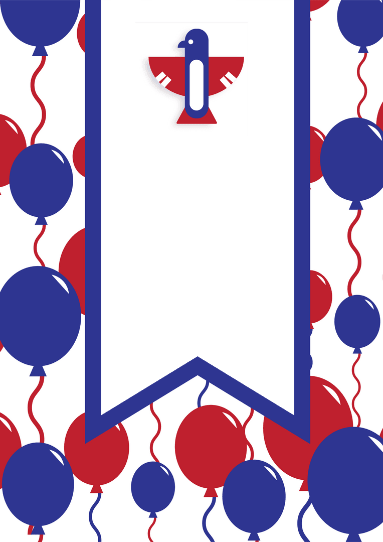 Festive Balloons and Eagle Card on Transparent Background