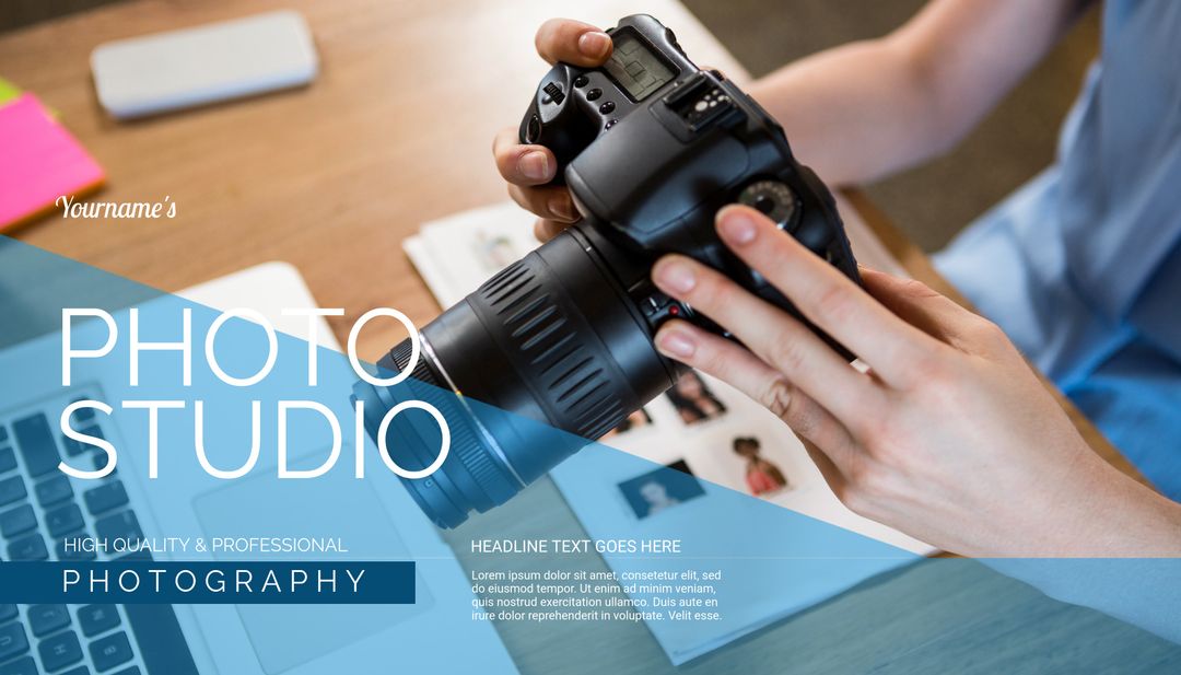 Professional Photography Service with DSLR Camera in Hands