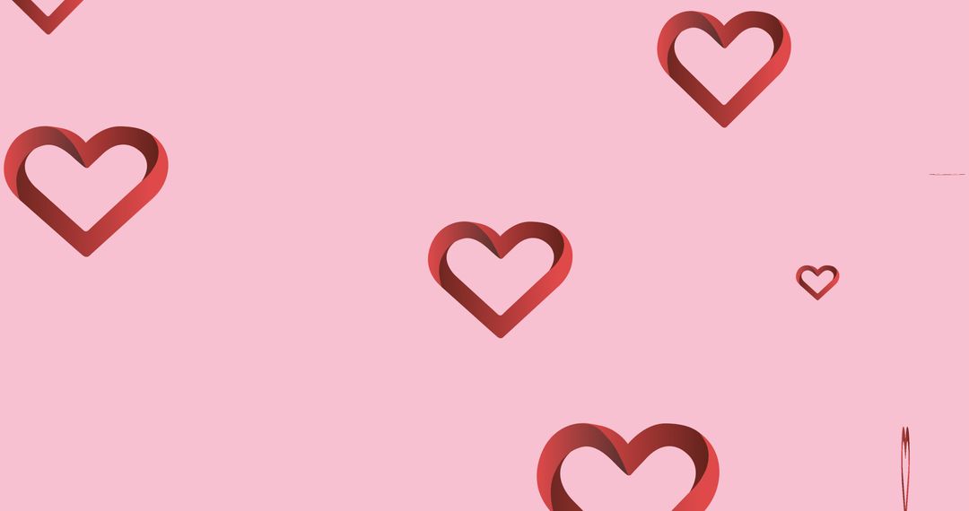 Falling Heart Outlines on Pink Background Signifying Love