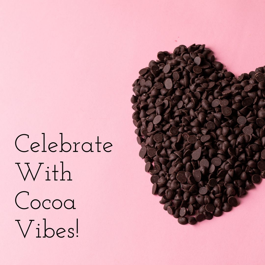Celebrate with Heart-Shaped Chocolate Chips on Pink Background
