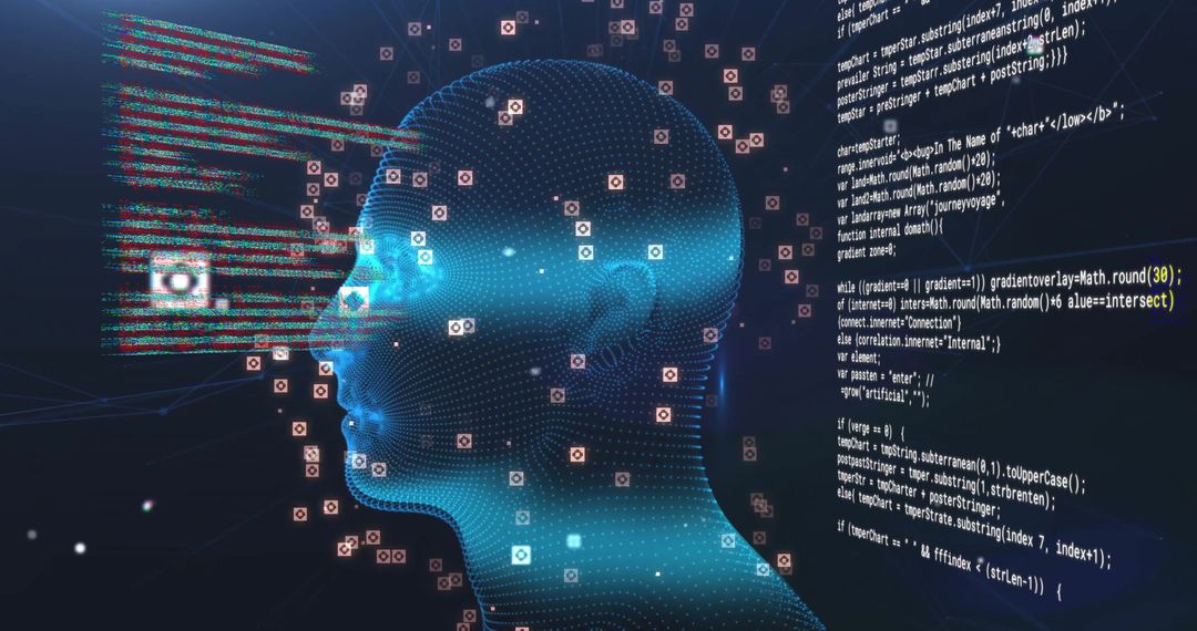 Digital Human Mesh with Data Stream and Code Overlay