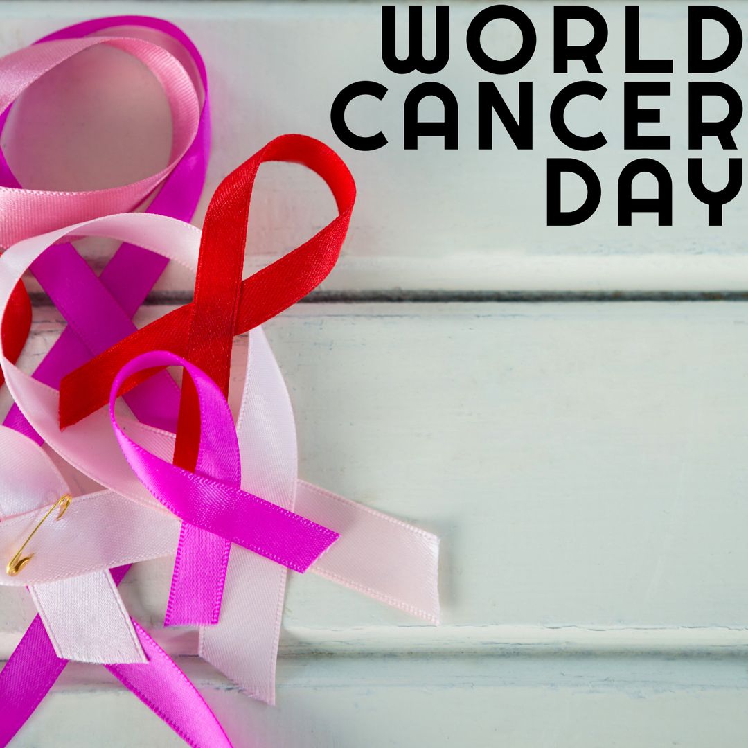 Pink and Red Awareness Ribbons for World Cancer Day