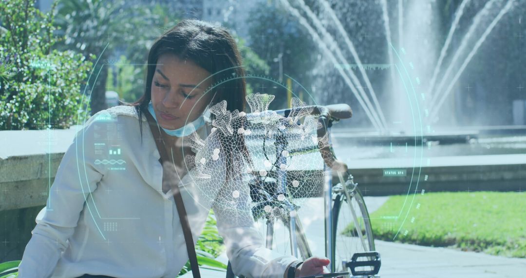 Woman with Digital Interface Using a Smartphone Outdoors